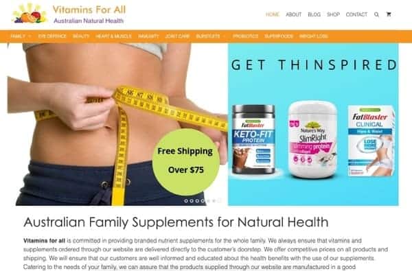 Vitamin for all - Example of an online store built with WordPress and WooCommerce. Australian Family Supplements for Natural Health