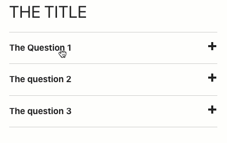 Yoast FAQ Animated Accordion showing show/hide answers when you click on question.
