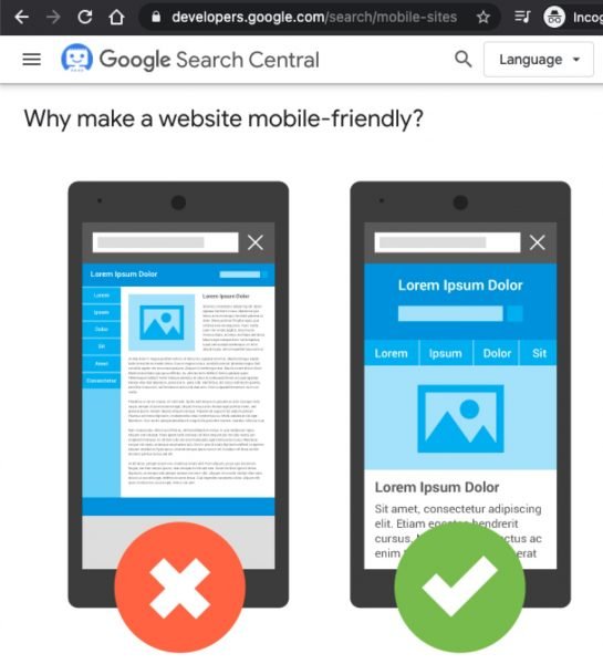 Non-mobile-friendly sites are difficult to navigate on mobiles and require you to pinch and zoom in order to read the content. Mobile friendly sites have content that neatly stacks and fits the window and is easy to browse. Google plays heavy emphasis on accessible and mobile-friendly sites.