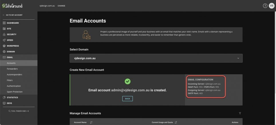 smtp-10-siteground-email-details to be used for smtp