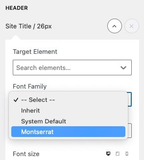 Target elements can only inherit fonts specified in the font manager.