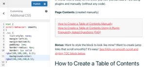 Classic WordPress Editor Styling the Table of Contents - How to add a Table of Contents in Classic WordPress Editor