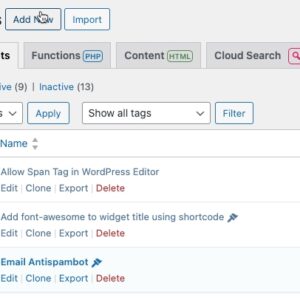 code snippets wordpress plugin has a simple intuitive interface