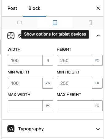 container block responsive settings for devices - GenerateBlocks Slider - Lightweight and Accessible