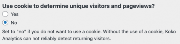 Set cookie to 'No' to be fully GDPR compliant.